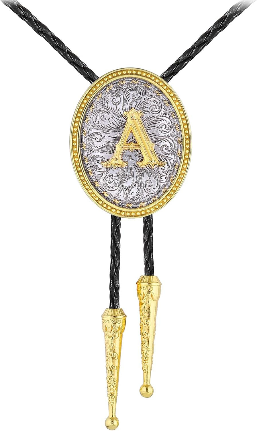 Gelconnie Western Ties for Men Gold Bolo Tie Initial Letter a to Z Native American Bola Ties Cowboy Accessories for Men Women
