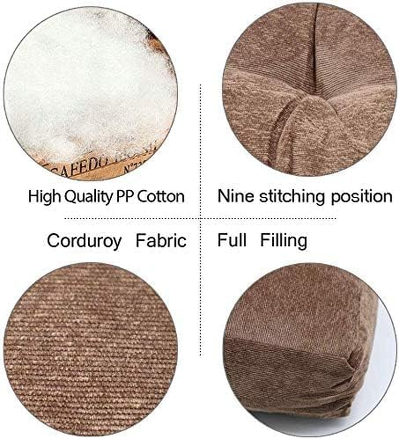 Kaichen Thicken Corduroy Seat Cushion,Floor Pillow，Large Square Seat Pads Plush Tatami Futon Floor Mat Bay Window Cushion Yoga Meditation Pad 55X55Cm(22X22Inch) (Coffee) image number 1