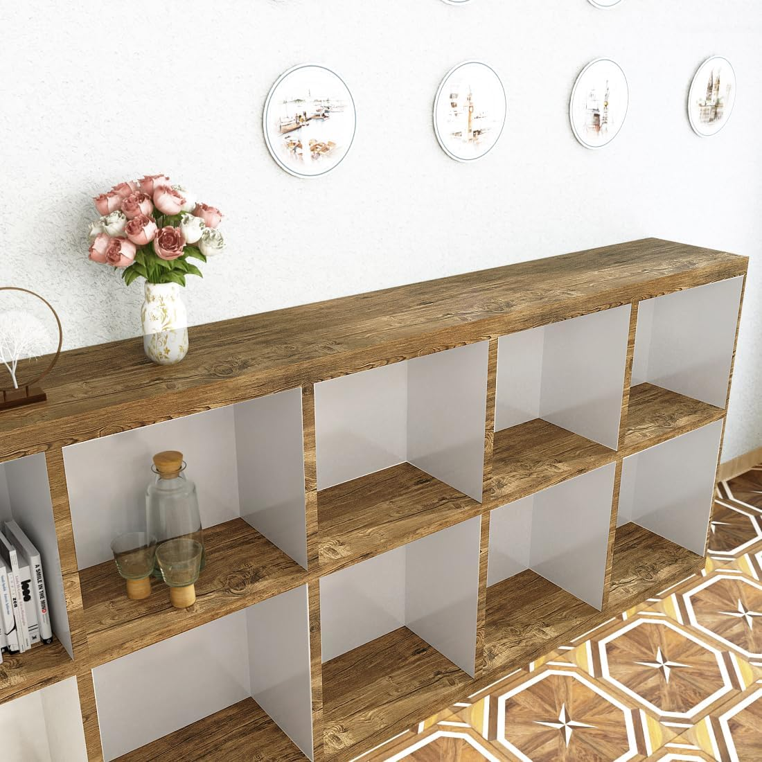 Yenhome Brown Wood Wallpaper 24X118 Inch Wood Peel and Stick Wallpaper Distressed Wood Grain Contact Paper for Cabinets Countertops Kitchen Wallpaper Self Adhesive Removable Wallpaper for Shelf Drawer image number 3