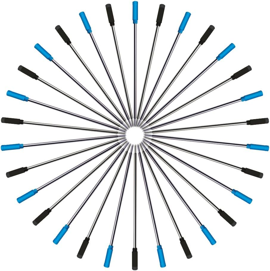 4.5&rdquo; Replaceable Ballpoint Pen Refills, 30 Pack Smooth Writing Ballpoint Refills for Cross Style Pen (Black and Blue Ink Refills) image number 6