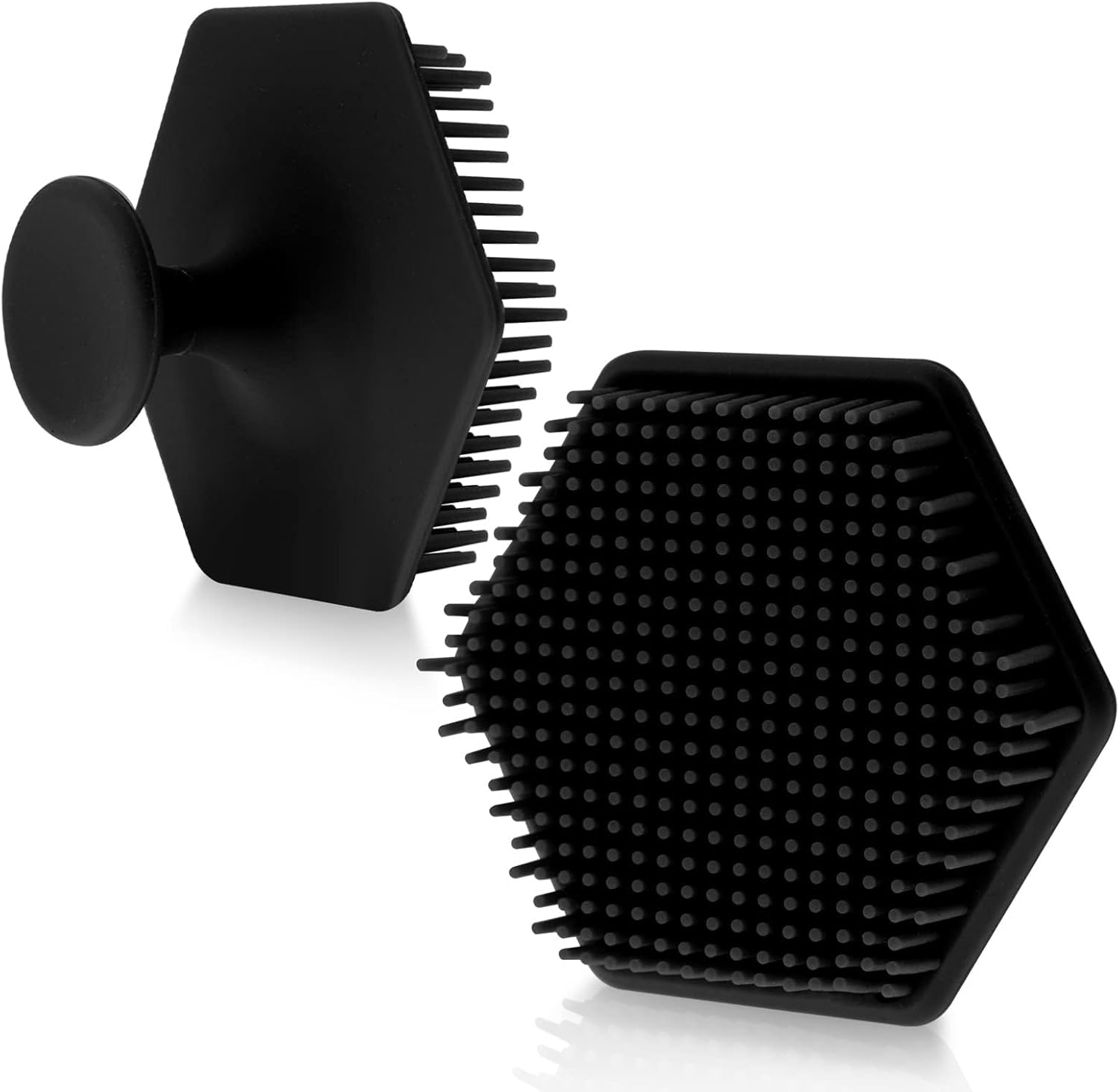 VWMYQ 2 Pack Face Scrubber, Silicone Loofah, Body Wash Scrubber, Body Scrub Brush, Body Scrubbers for Use in Shower, Silicone Loofah Body Scrubber, Exfoliating Body Scrubber Mens Women, (2PC Black) image number 1