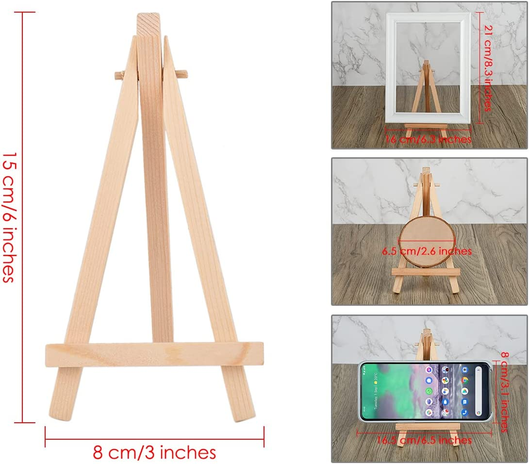 [Mini 6 Inch] Wood Easel 12 Pieces Desk Display Easel Stand for Paintings Cards Photos image number 2