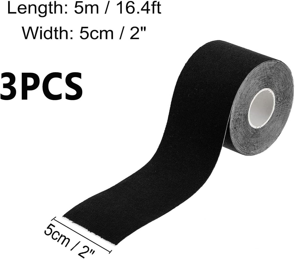 3 Roll Athletic Tape,Adhesive Non-Slip Grip Tape,Sports Tape for Wrapping Exercises Gymnastics,Sports Bandage, Handlebar Handshake Tape, Aerial Hoop Tape(16.4Ft X 2 Inch,Black) image number 2