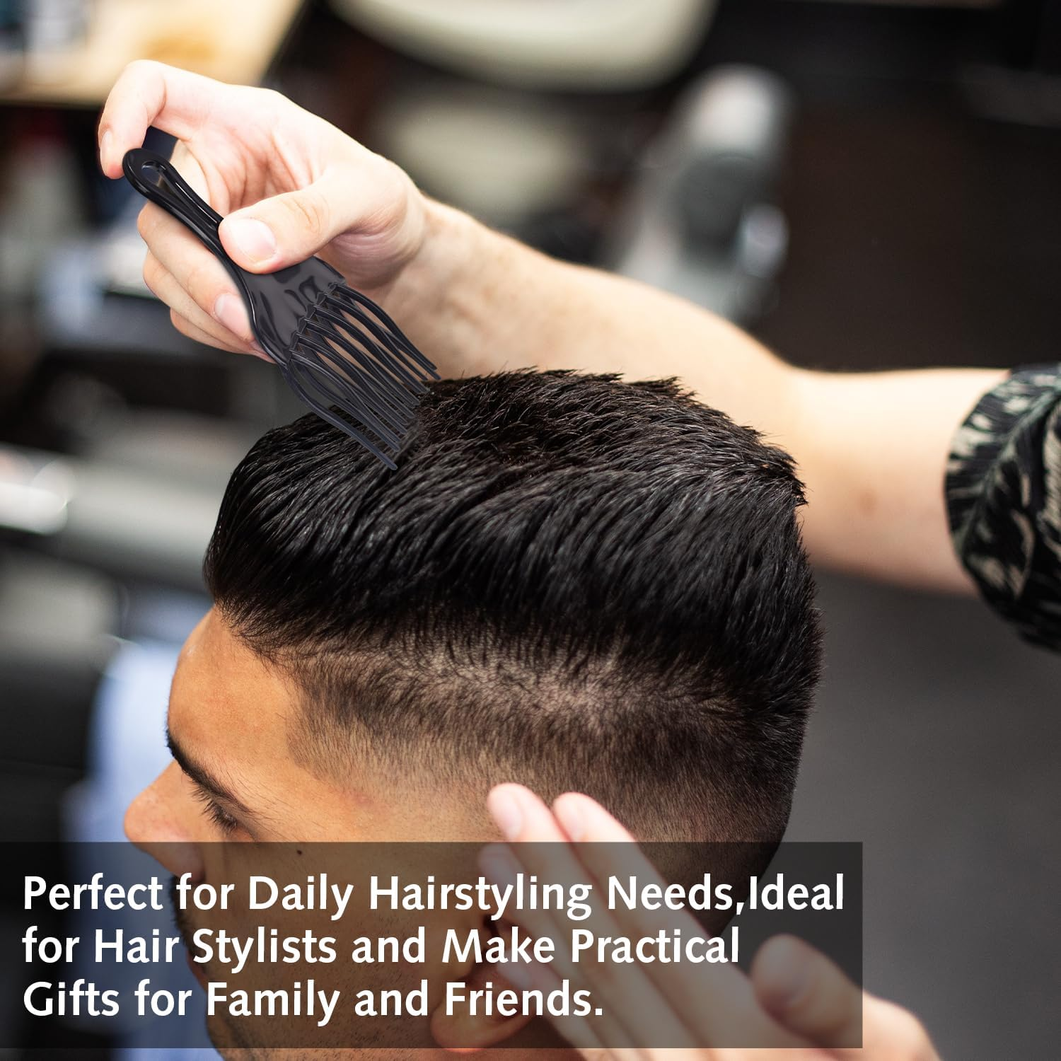 2 Pcs Afro Comb for Curly Hair Afro Pick Hair Pick Comb Pick Hair Comb Plastic Wide Teeth Comb Double Fist Pick Large and Small Afro Pick Comb for Hair Styling Detangle Wig Braid image number 3