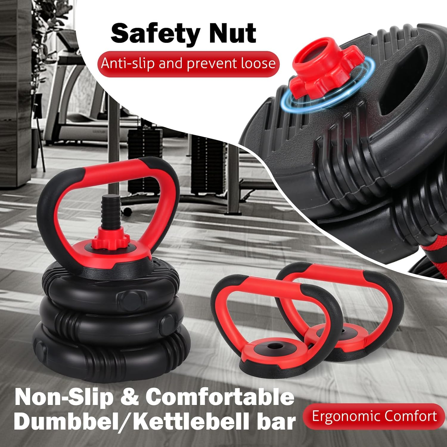 ADVWIN 15/20/30Kg Adjustable Dumbbells, 5-In-1 Free Weight Set with Connector, Dumbbells Set Used as Barbell, Kettlebells, Push up Stand, Weight Plate, Fitness Exercises for Home Gym image number 5