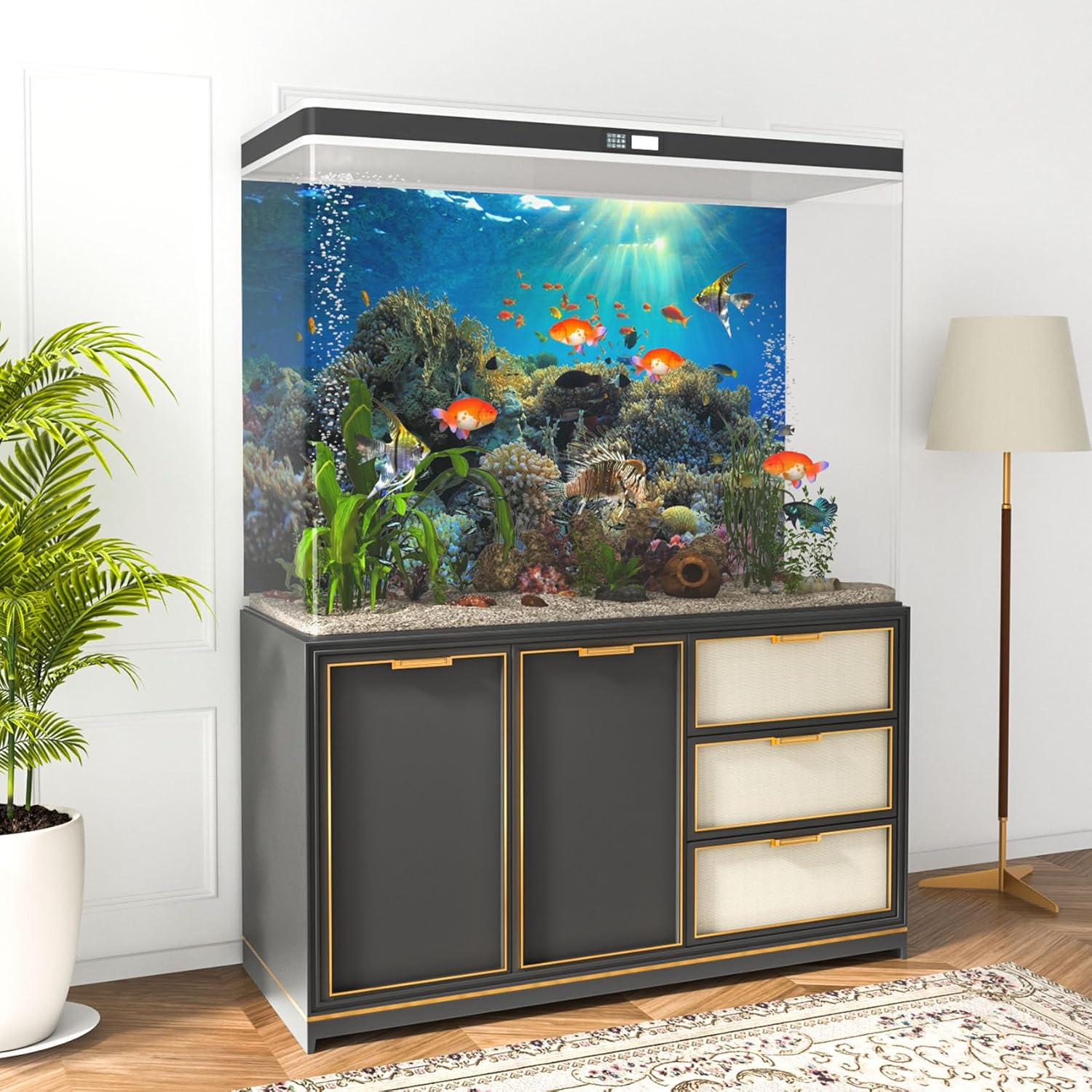 MIRRORANG 120X61Cm Durable Vinyl Aquarium Background Coral Tropical Fish Underwater World Fish Tank Background