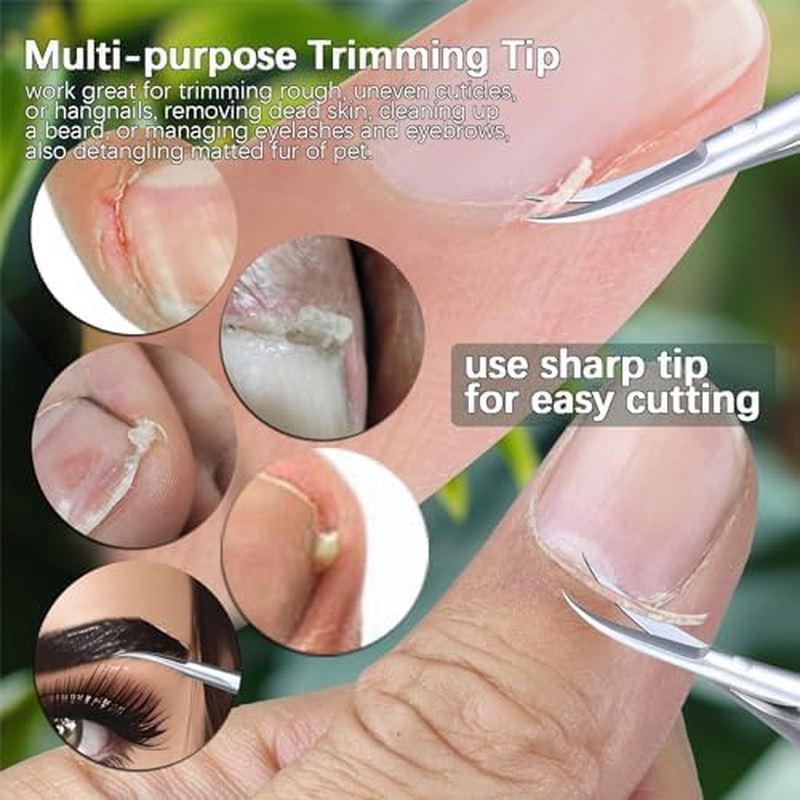 Jerssamy Cuticle Scissors Extra Fine Curved Professional Ultra Sharp Precise Pointed Tip Cuticle Trimmer Cutter for Hang Nails and Dry Skin