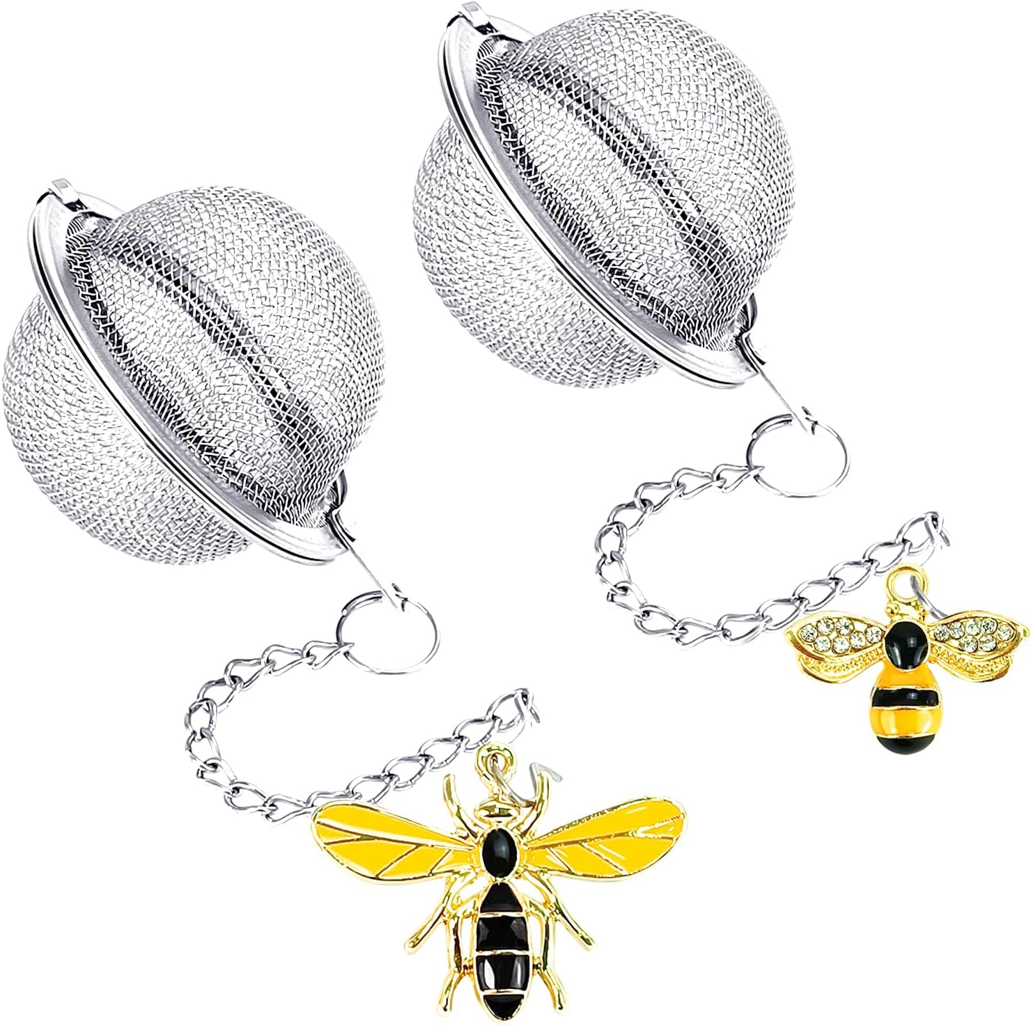 Stainless Steel Mesh Tea Infuser, 2.1 Inch Tea Ball with Honey Bee Pendant Tea Strainer Tea Diffuser Tea Steeper for Filtering Tea,Tea Infusers for Loose Tea (Bee, 2PC) image number 1