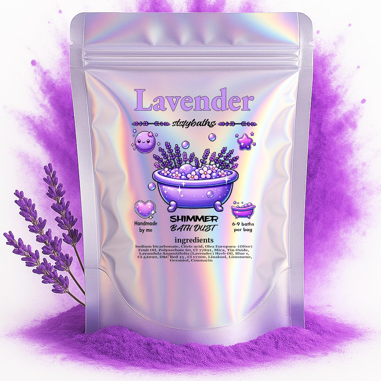 Stsfybaths Purple Shimmer Bath Bomb in a Bag - Handmade Lavender Scented Bath Bombs for Women, Kids and Men - Bulk Bathbomb Fizzies Perfect for Boys and Girls All Ages (Large, Purple) image number 1