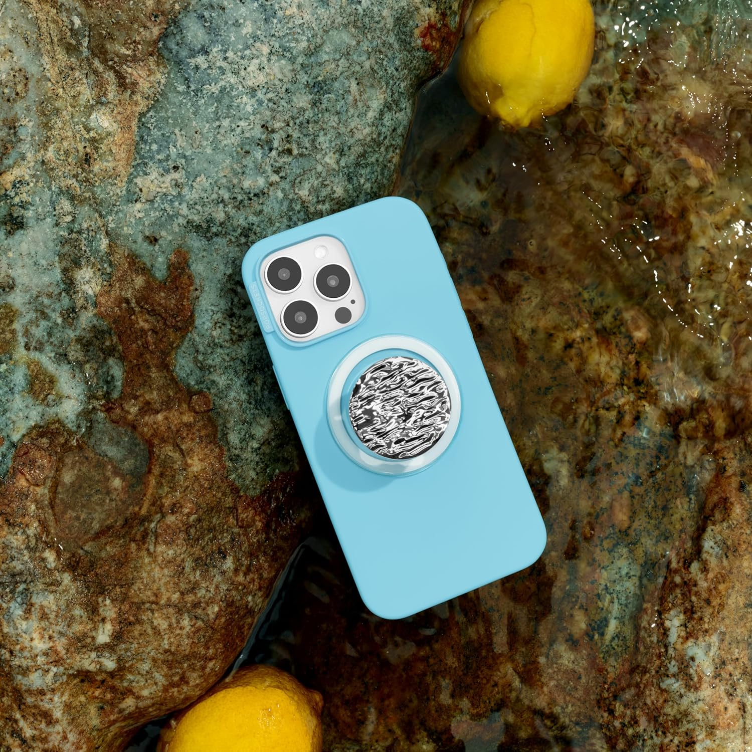 Popsockets round Phone Grip Compatible with Magsafe, Adapter Ring Included, Phone Holder, Wireless Charging Compatible - FATA Morgana Chrome image number 4