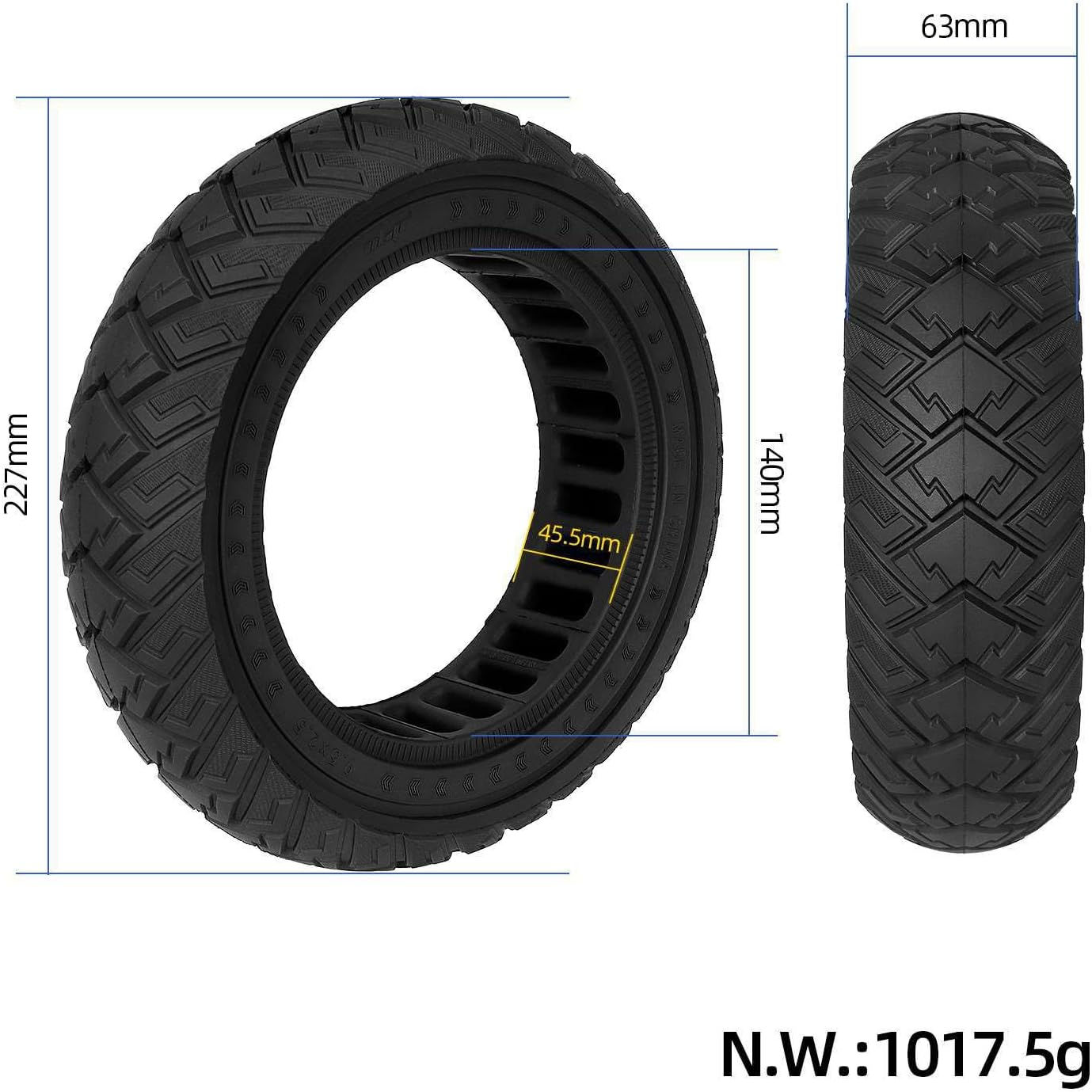 TREFAN 9.5 Inch Off-Road Solid Tyres for Electric Scooter NIU Kqi3 Sports/Pro/Max 9.5 X 2.50 Non-Slip Replacement Wheels (Pack of 1) image number 1