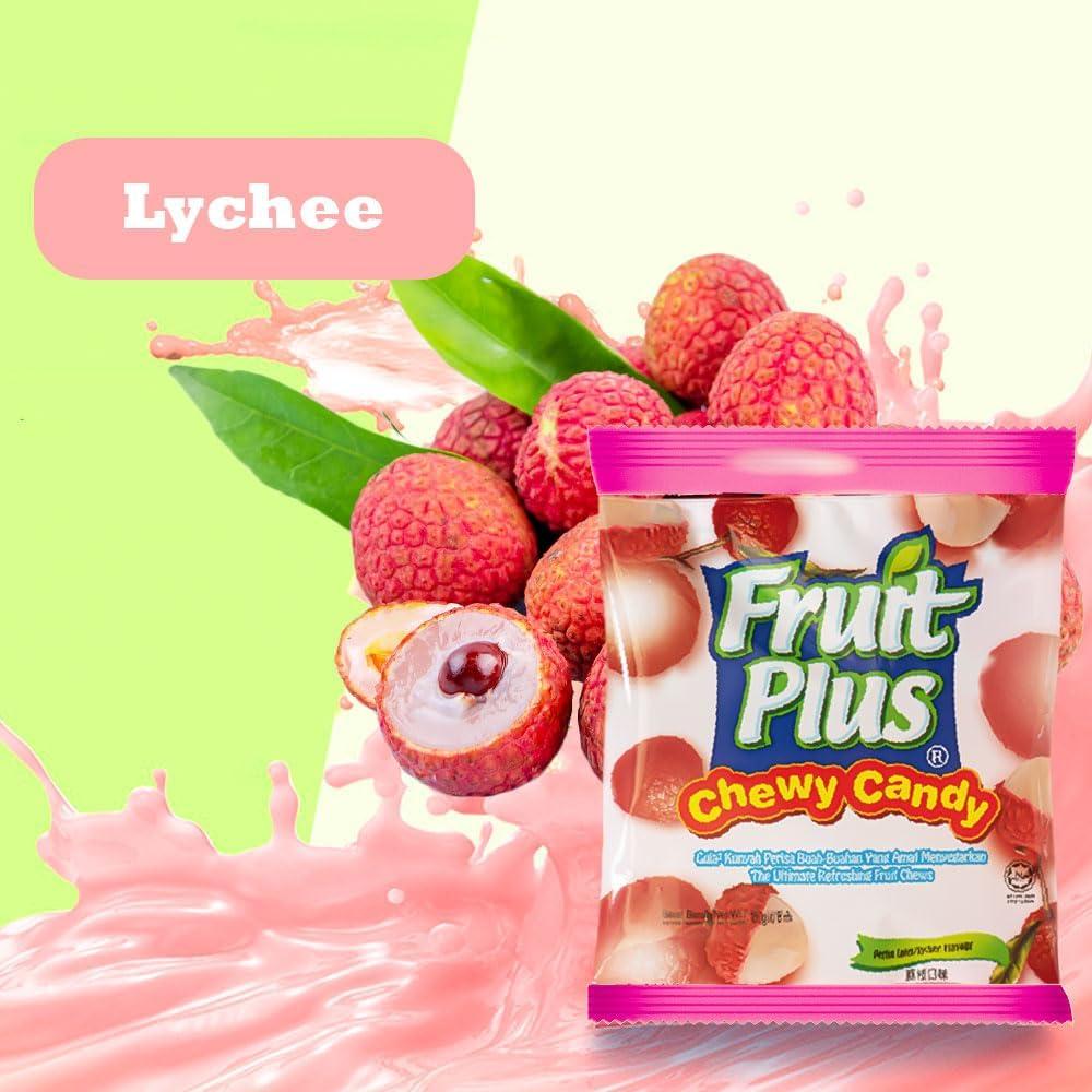 Fruit plus Chewy Candy Lychee Flavour Kids Candy Individually Wrapped Candy on the Go Snacking Malaysian Confectionery 120G image number 3