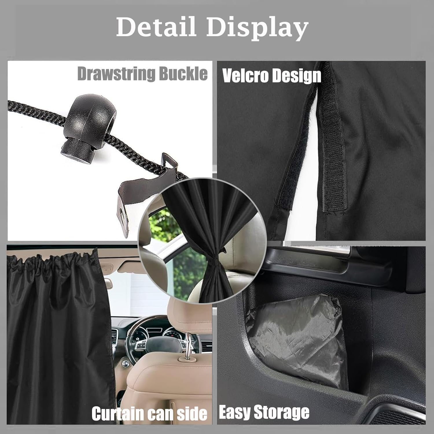 Car Privacy Curtains,Car Divider Curtain between Rear Seat,3Pcs Car Window Sun Shade Curtain for Baby,Universal Removable Car Sun Shades Side Window Covers Car Accessories for Travel Camping Sleeping image number 5