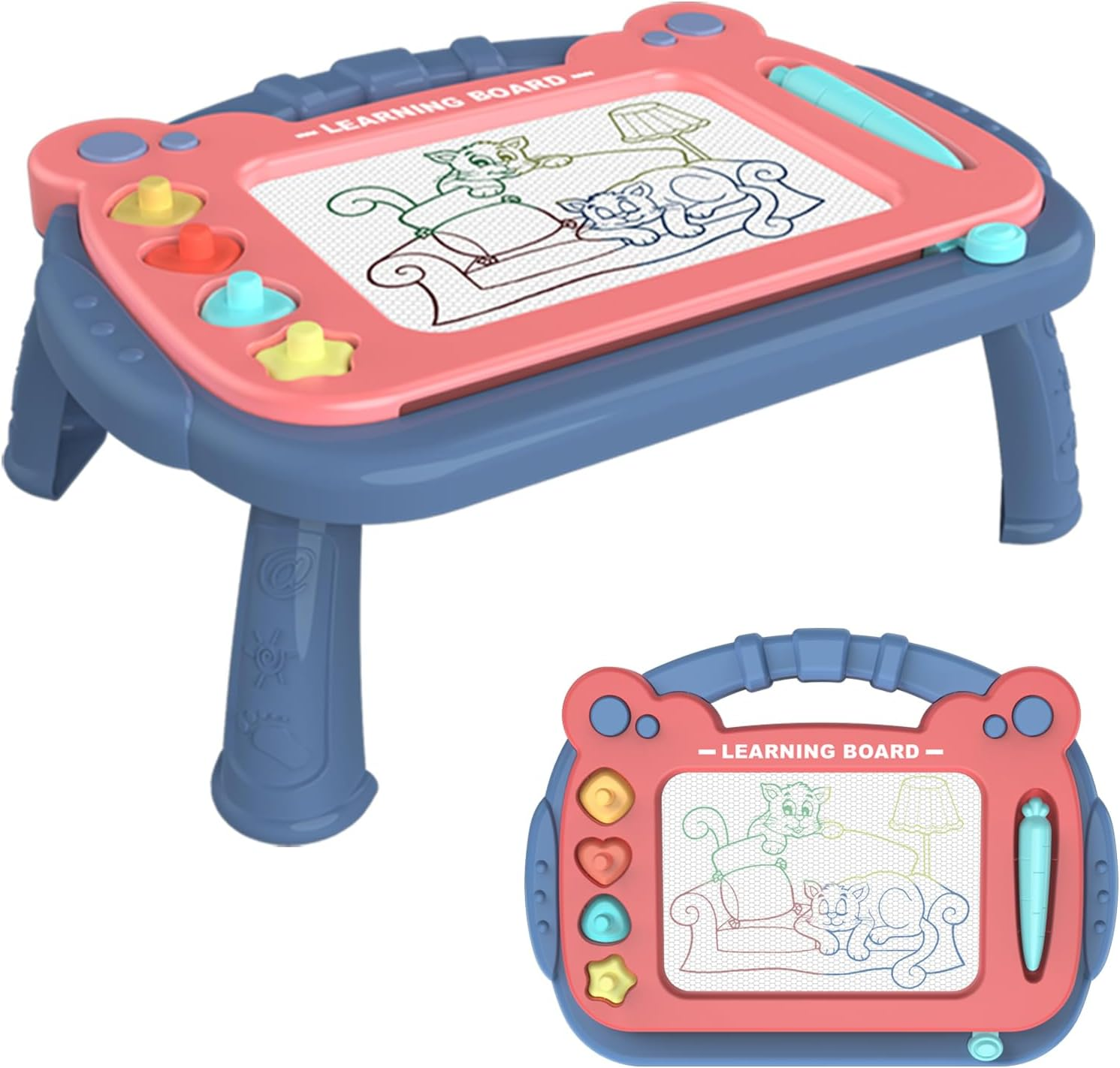 JYJOJO Magnetic Drawing Board for Toddlers, Color Erasable Doodle Writing Pad, Learning Painting Sketch Pad, Best Birthday Easter Christmas Halloween Kids Toy Gifts for Boys and Girls(Blue) image number 1