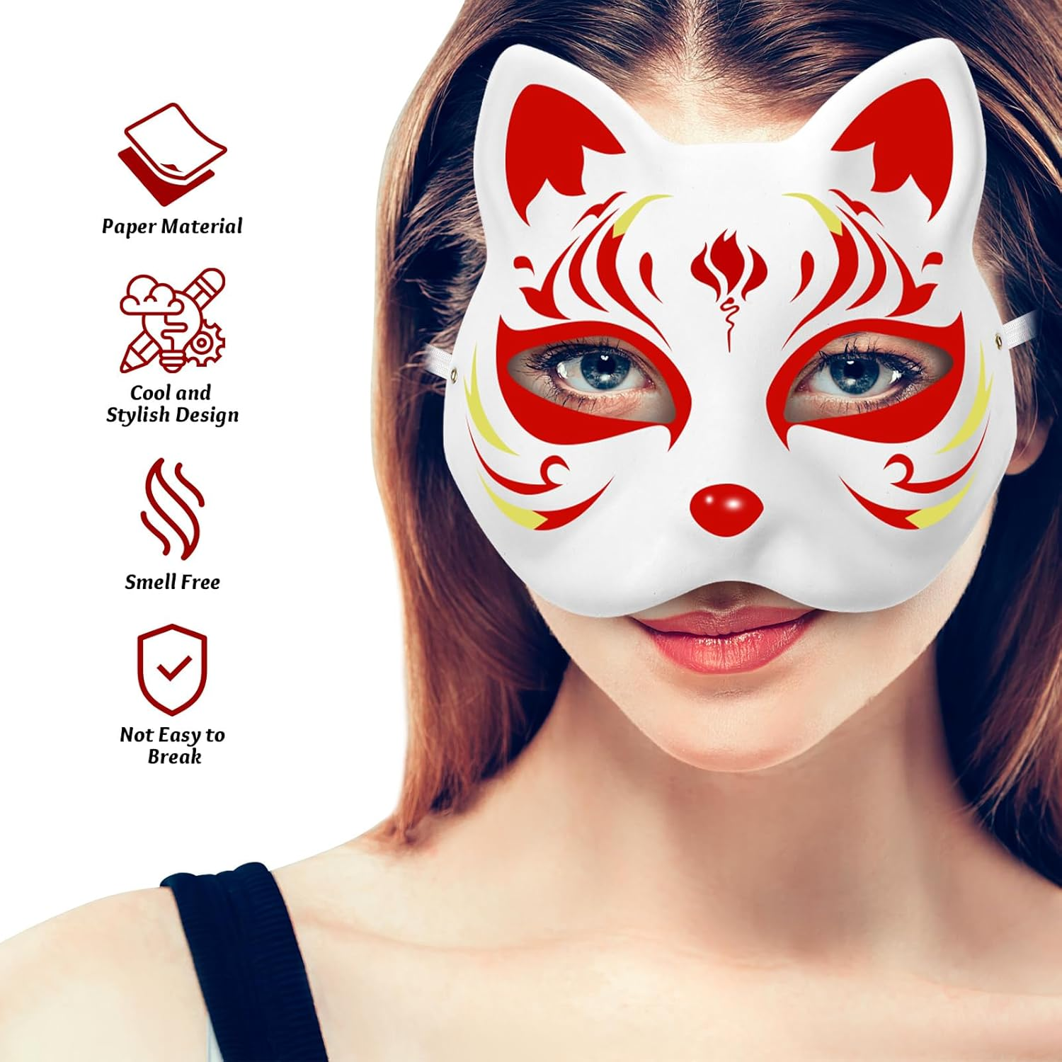 SEWACC Unpainted Cat Masks 20Pcs Cat Mask DIY White Paper Mask Halloween Blank Cat Mask Hand Painted Face Mask Personality Masquerade Mask for Dance Party Masquerade Cat Masks image number 3