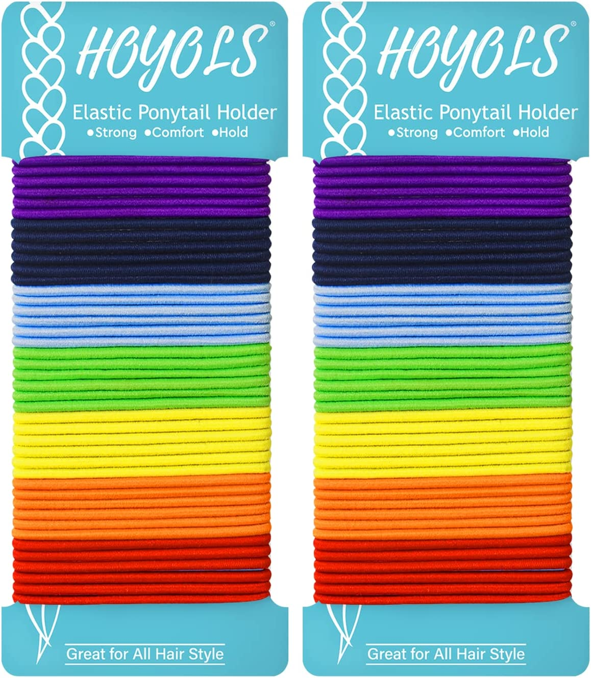 HOYOLS Hair Elastics Bands, No Metal Chakra Color Hair Ties Colored Ponytail Holder No Snag for Girls Women 2Mm - 7 Hues 84 Count image number 5