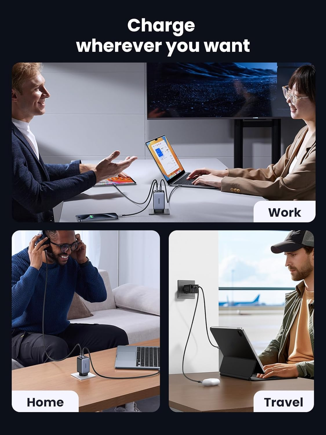 UGREEN 65W USB C Charger 4 Ports Nexode Gan II Fast Charging Block, PD3.0 Compact Power Adapter AU Plug for Macbook Pro, Dell XPS, Iphone 17 Pro Max/16/15, Ipad, Galaxy S25 Ultra (PPS 45W), Pixel 10/9