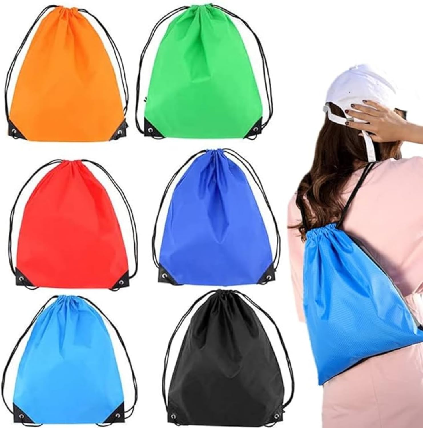 GAIVEK Gym Bag, Drawstring Bag, Pack of 6 Sports Bags, Drawstring Gym Bag, Children'S Backpack Bag, Multicoloured Drawstring Backpack for Fitness, Multicoloured image number 3