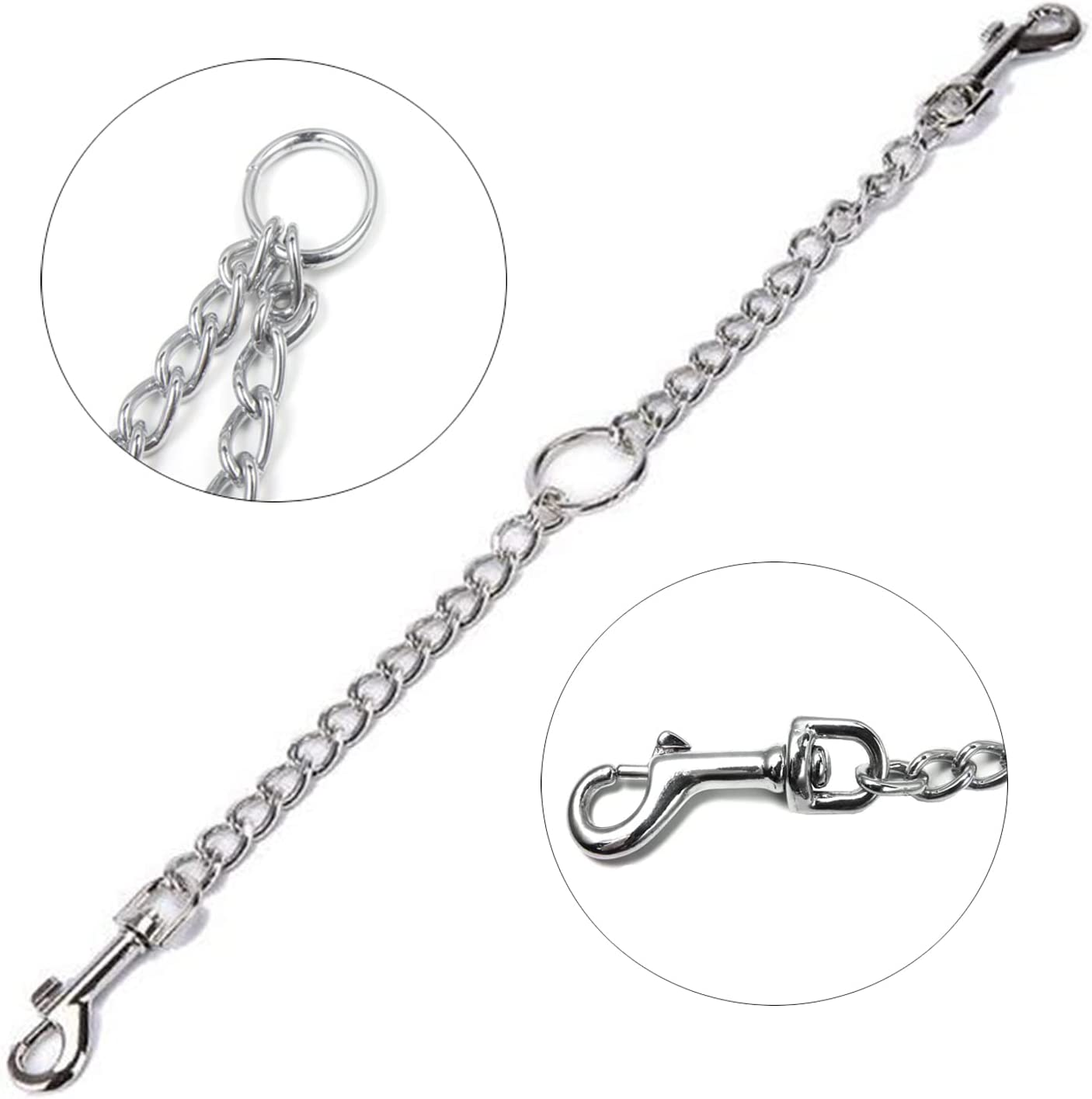 LERTREEUK Double Lead for Dog, Stainless Steel, 2 Way Chain, Double Dog Coupler, 50 Cm image number 2
