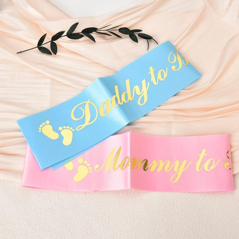Daddy Mommy to Be Sash for Baby Shower Party Sashes New Mom Dad Gifts Gender Reveal Newborn Party Favors Pregnancy Announcement Sash for New Mother Father 2Pcs image number 3