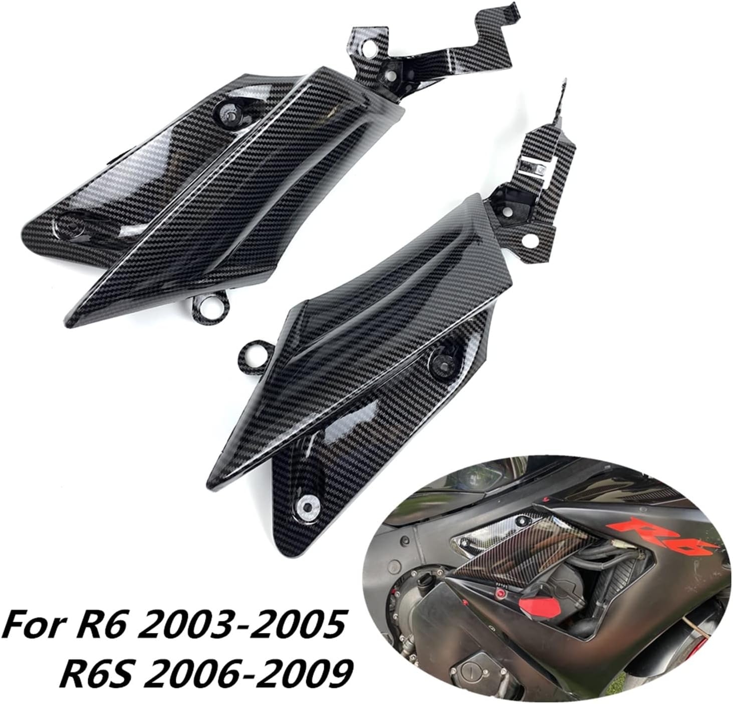 Motorbike Frame Fairings Fit for Yamaha YZF600 YZFR6 2003-2009 Motorcycle Carbon Fiber Fairing Frame Side Cover Panel Parts Replacement Upgrade Accessories image number 6