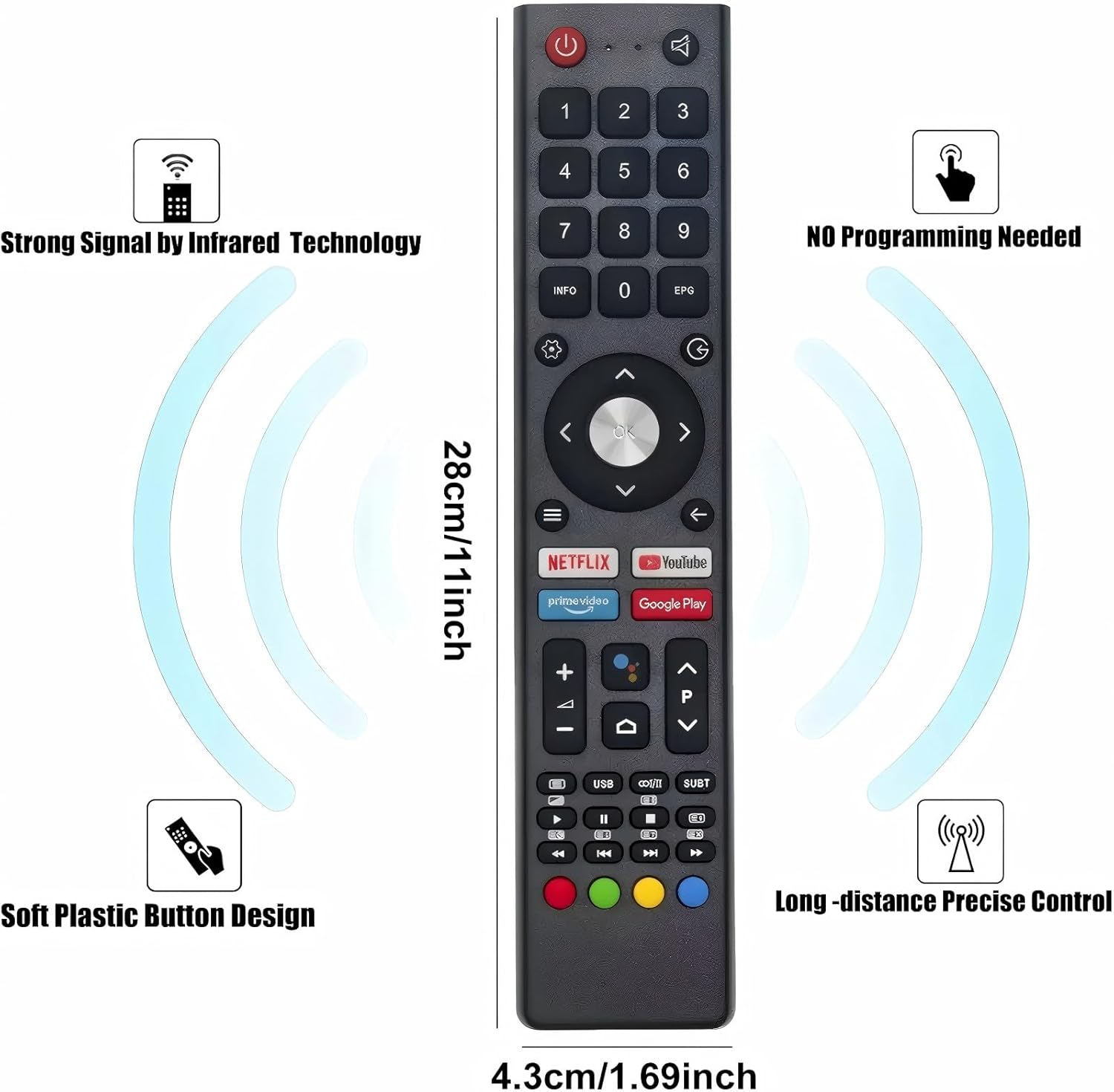 For Kogan TV Replacement Remote Control RCKGNTVT006, T006, YDX137-G36 LED LCD, RM-C3362 RM-C3367 RM-C3407 Replacement Remote for CHIQ JVC Smart TV Televisions, No Voice Function