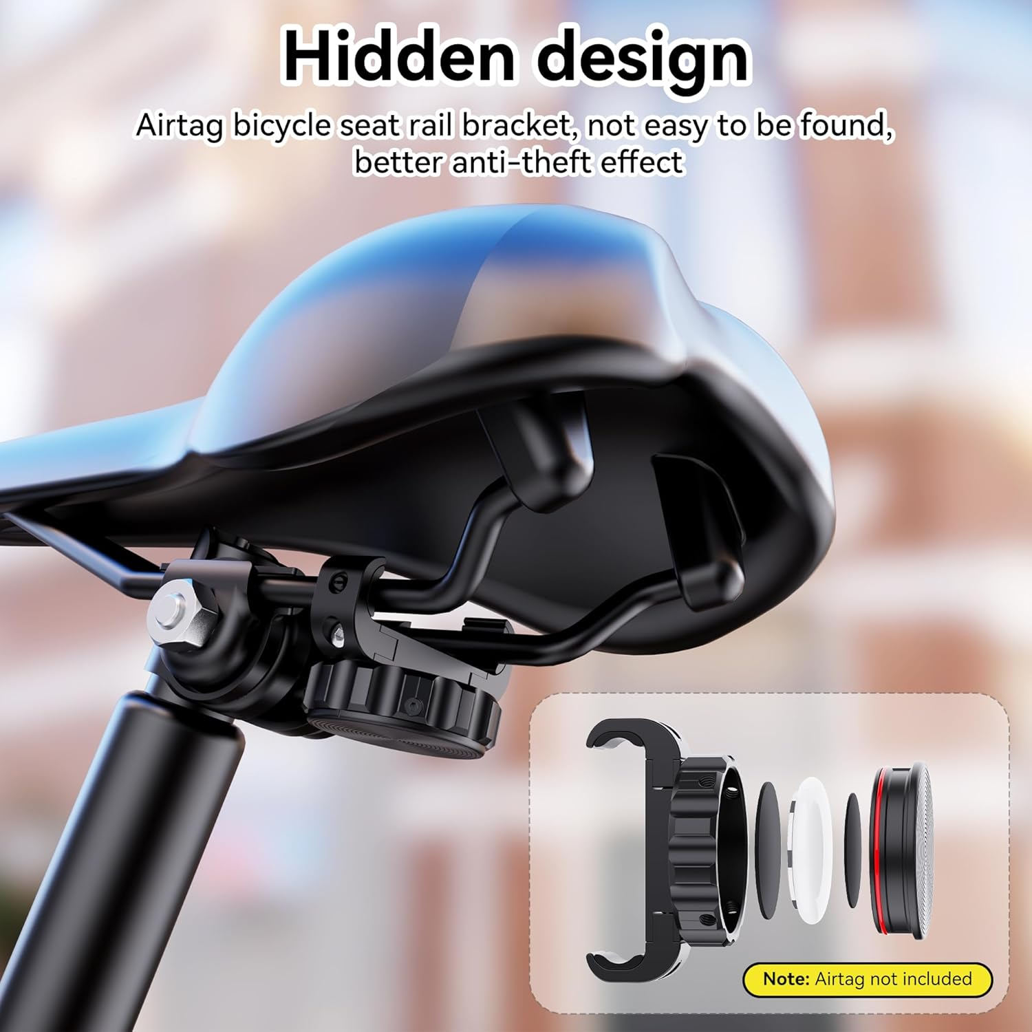 DLENP Bike Mount for Airtag, Airtag Bike Holder Hidden on Saddle Anti-Theft GPS Tracker Accessory Compatible with Mountain Bikes, Road Bikes