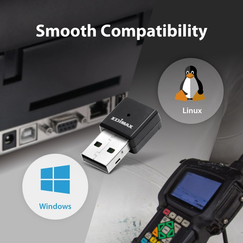 Edimax Wi-Fi 5 802.11Ac Industrial Grade AC650 Dual-Band Wireless Networking USB Adapter for PC and Embedded Systems, Windows, Linux, Extreme Temperature Tolerance -4F to 167F, IEW-7811UTC