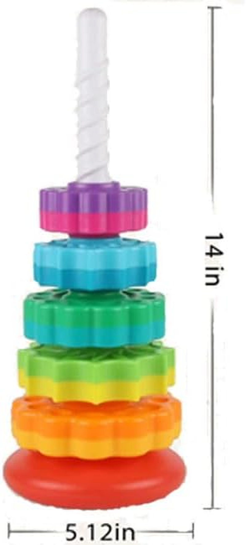 Limcryspp Rotating Rainbow Stacking Toy for Toddlers, Suitable for 1-3 Years Old, 6-12 Months Old Baby Stacking Toy, Birthday Girls and Boys, Brain Development Learning Toy
