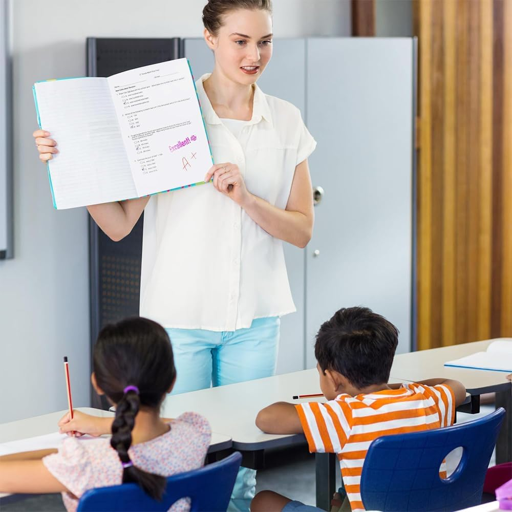 Self-Inking Teacher Stamp Set, 8Pcs Motivation Teacher Grading Stamp Set, Teachers Review Homework Feedback Stamps, Colorful Teachers Review Homework Feedback Stamps, Self-Inking Grading Stamps image number 3