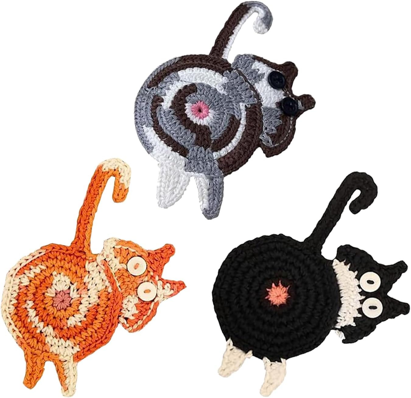 3PCS Cat Coaster Set - Creative Woven Cat Design Insulation Coasters for Coffee and Tea, Desktop Cat Lovers