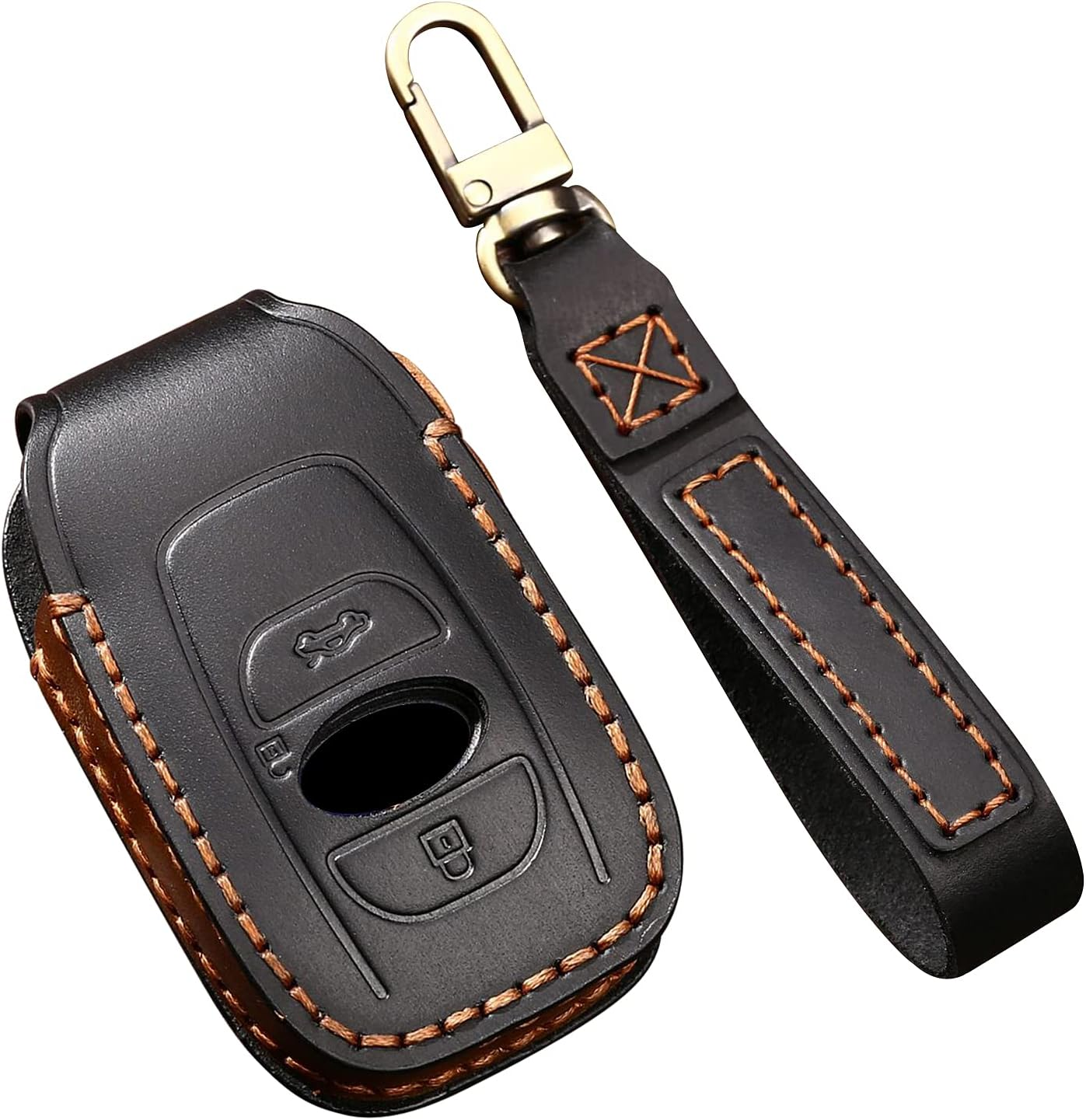Ontto Key Case Fit for Subaru Ascent BRZ Crosstrek Forester Impreza Legacy Levorg Outback STI WRX XV Leather Remote Key Fob Cover Keyring Accessories Key Shell Keychain Key Holder Black