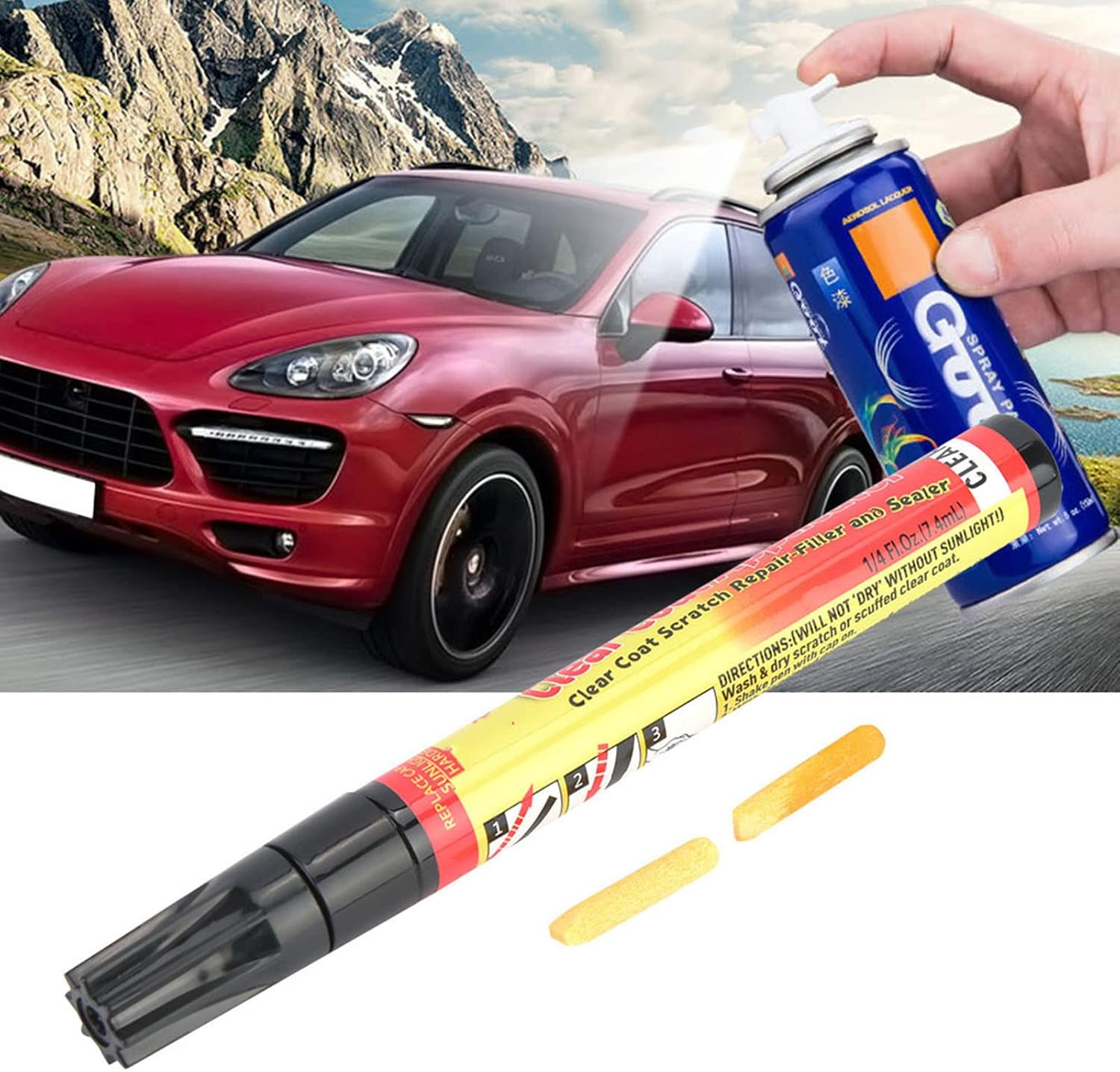 Black Scratch Repair Paint Pen, Car Wheel Touch up Quick Fix, Clear Coat Applicator, Automotive Scratch Remover Paint Pen with Two Tips for Rims, Wheels, and Motorcycles image number 2