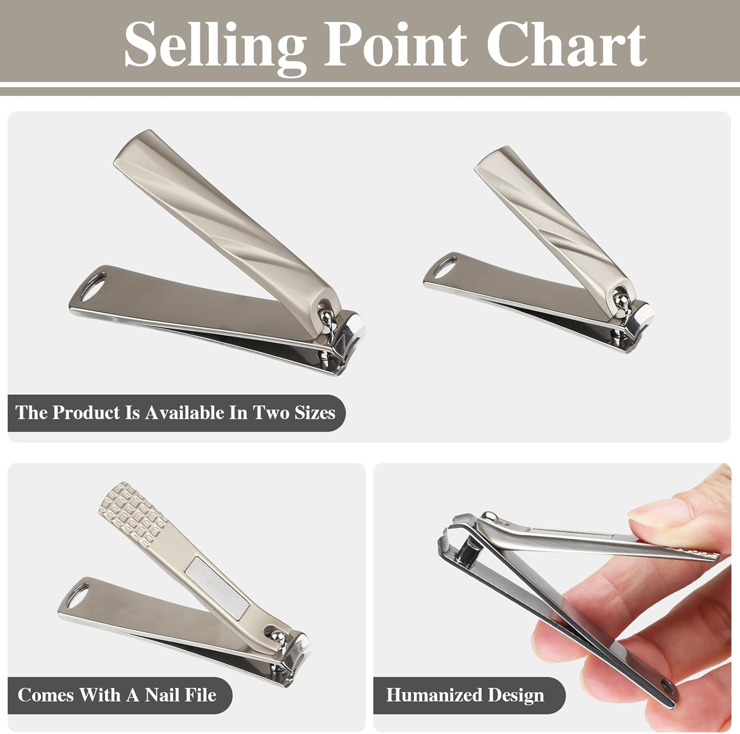 Teccfly 2Pack Nail Clipper Set,Ultra Sharp Stainless Steel Toenail Clippers & Fingernail Cgutters with Non-Slip Design- Manicure Pedicure Kit with Nail File,Travel Nail Kit for Men Women image number 3