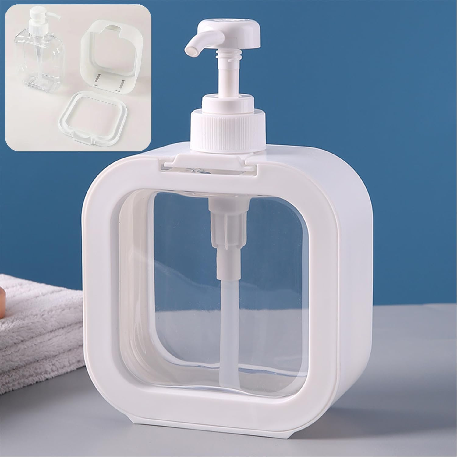 Taicols Shampoo and Conditioner Dispenser, 2Pcs 500Ml Black Soap Dispenser, Pump Bottle in Plastic, Refillable Shower Bottles with Labels,Bathroom Soap Dispenser Set,Modern Dish Soap Dispenser (White) image number 3