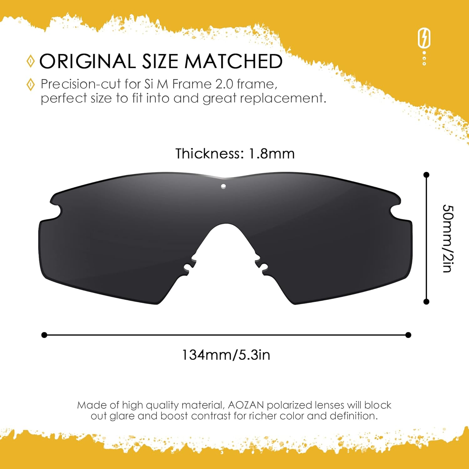AOZAN ANSI Z87.1 Replacement Lenses for Oakley Si Ballistic M Frame 2.0 Sunglasses - Onyx Black