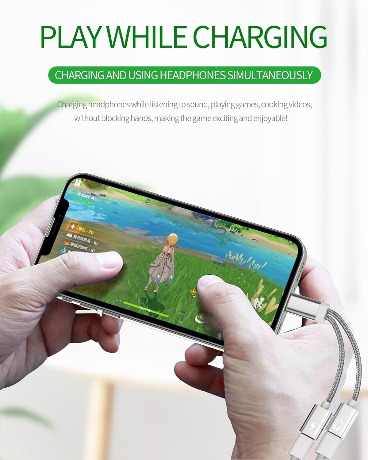 Dual Lightning Jack Splitter Apple MFI Certified (2 in 1) Iphone Headphone Adapter Charge Aux Dongle Cable Charging Earphone Audio Connector for 14 13 12 11 Pro Max X 7 8 plus Ipad Charger IP-NLFX image number 5