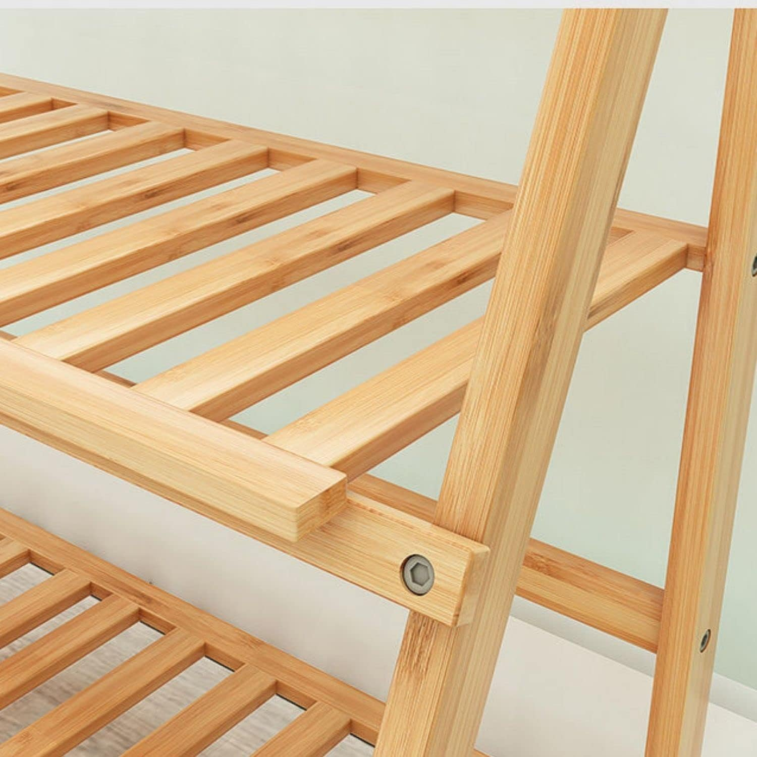 Gominimo Bamboo Plant Stand 3 Tier Hanging Plant Stand Planter Shelves Flower Pot Organizer with Bamboo Frame (Light Brown) image number 1