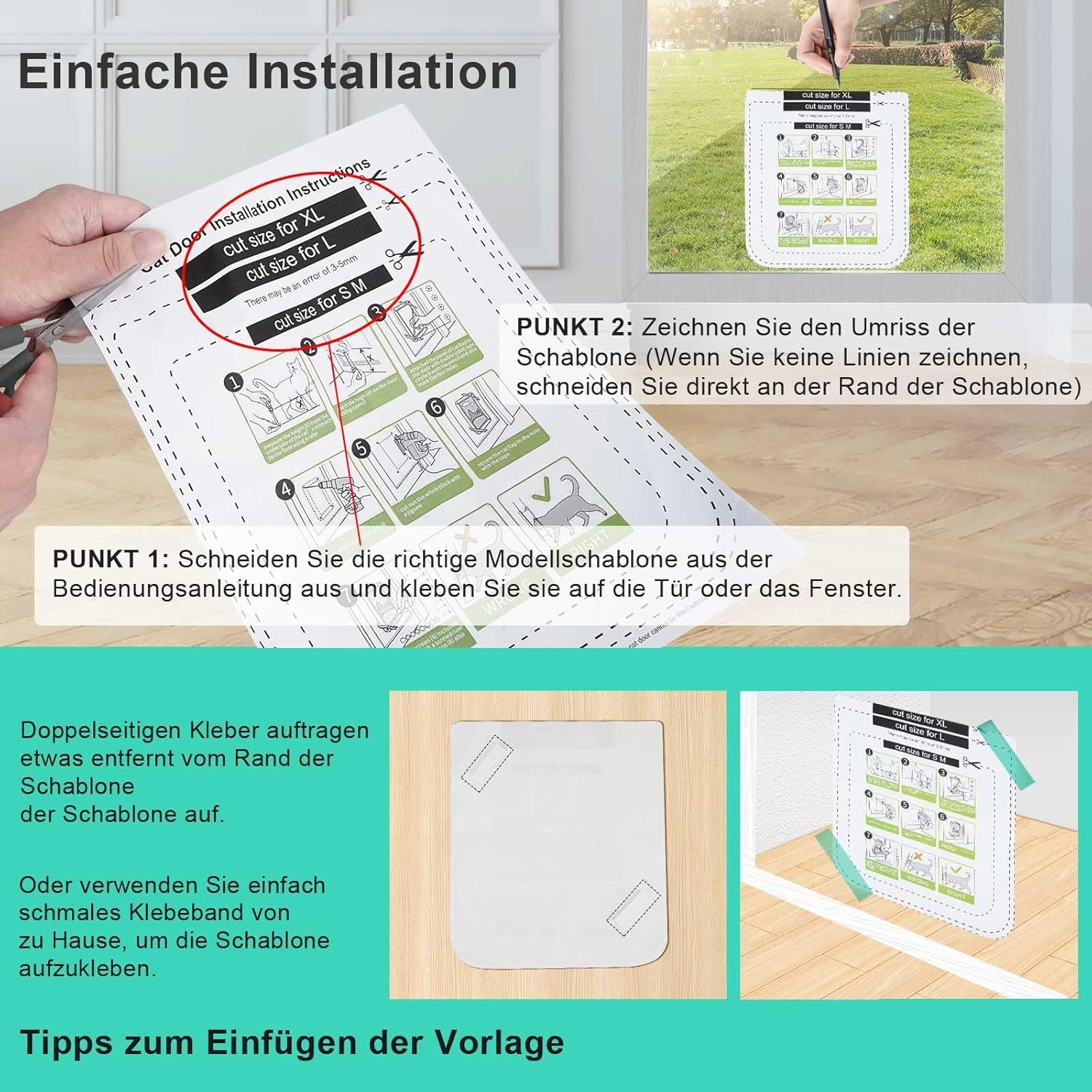 Cat Door for Windows, Fly Screen Doors and Sliding Doors, Pet Safety Door with 4-Way Lock, Weatherproof Cat Flap for Thin Door and Wall (Large, 21 Cm X 19.5 Cm Flap) image number 3
