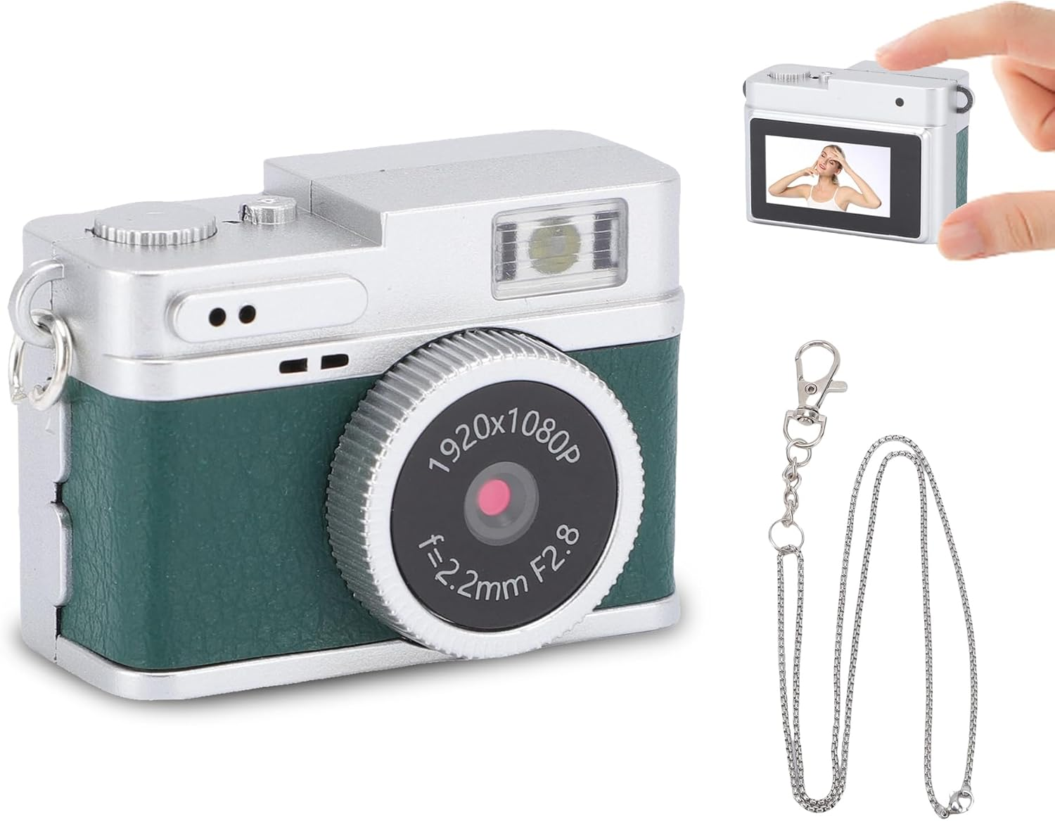 LICAEVEY Mini Camera Keychain, 1080P HD Mini Retro Digital Camera with 32GB SD Card, 0.96In Color Screen Compact Portable Camera with LED Flash & 4 Filters for Travel Study (Brown)