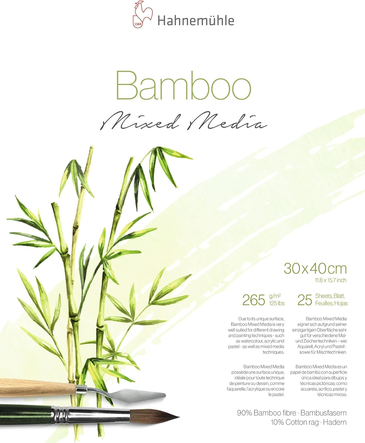 Hahnemuhle 265 GSM 25 Sheets Bamboo Mixed Media Pad, 30 Cm Length X 40 Cm Width