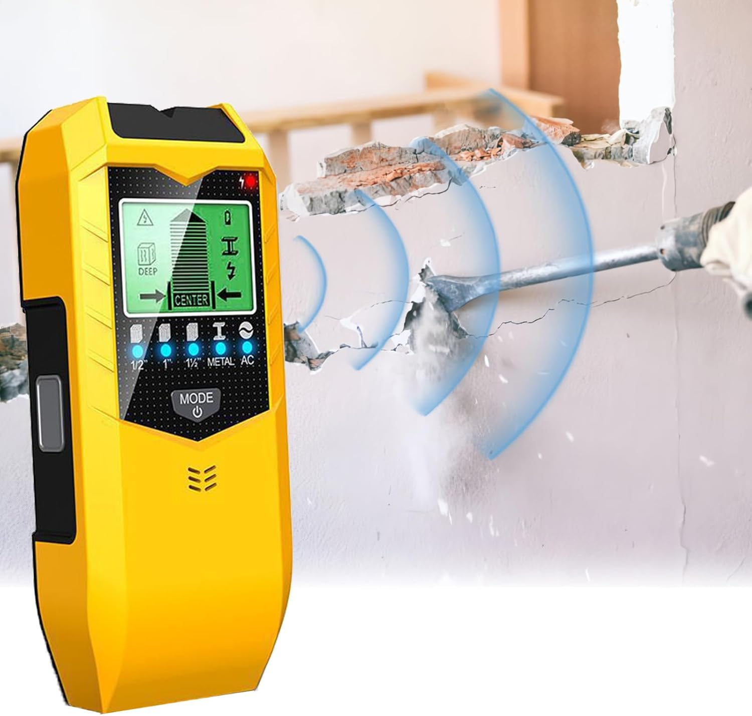 Stud Finder Sensor,Portable 5 in 1 Wall Scanner Handheld Stud Sensor,Lcd Display and Audio Alarm,Edge Finder for Metal Wood Detector(Batteries Not Included) (Silver)