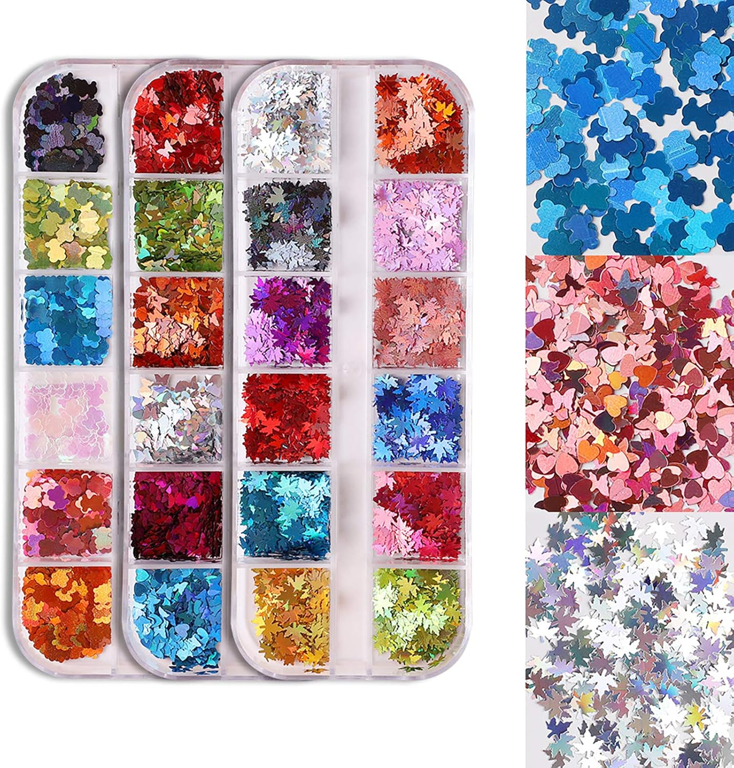 2 Boxes Mixed Color Alien Nail Nail Sequins Fruit Butterfly and Bear Shape image number 4