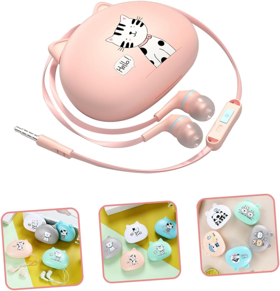 LIGIGWASH In-Ear Earbuds Wired Earphones with Microphone Universal Earphone Compatible with Popular Smartphone Brands Pink Wire Headphone for Mobile Phone Use