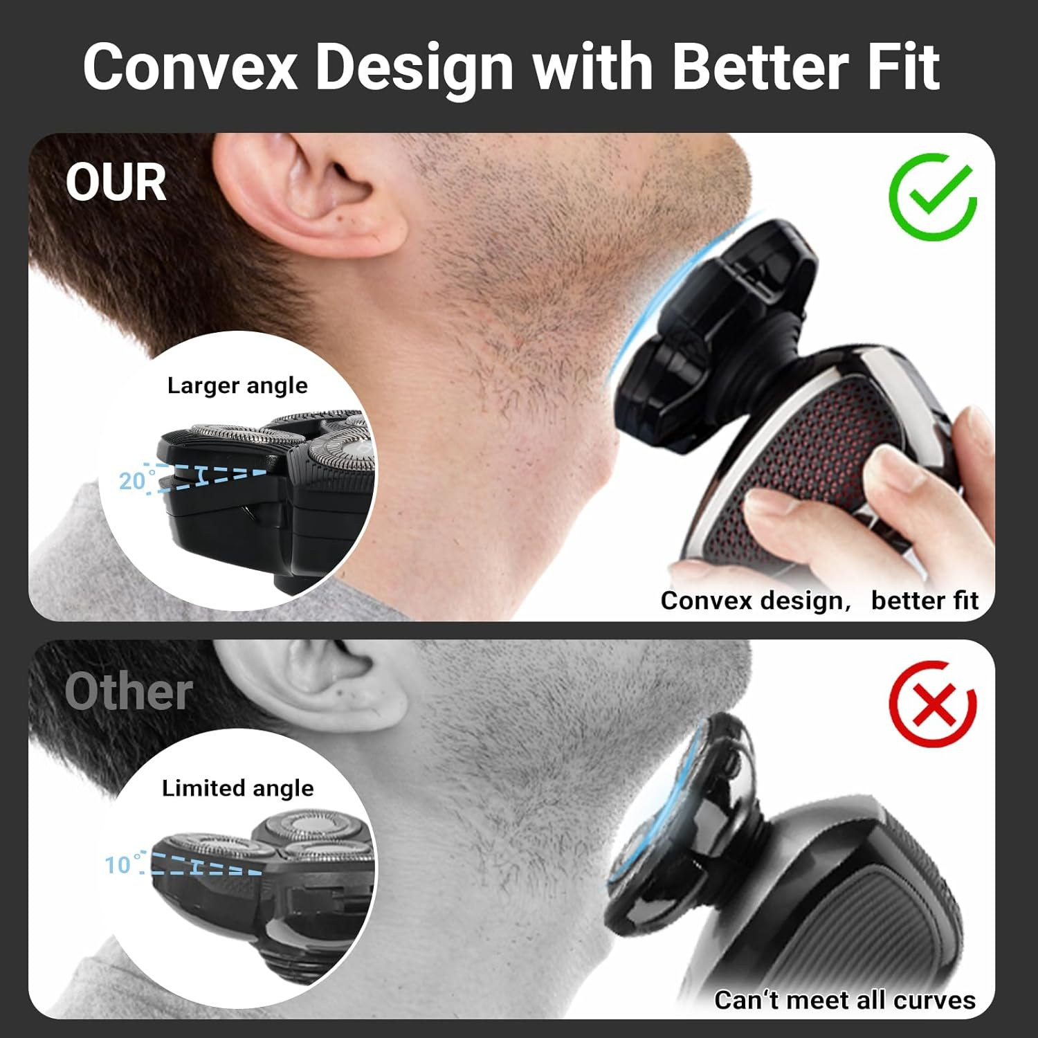 USOR Head Shavers for Bald Men, 5 in 1 Head Shaver 6D Rotary Razor Wet/Dry Led Display Rechargeable 100% Waterproof Shaver Grooming Kit with Clippers, Nose Trimmer, Brush, Massager for Travel image number 6