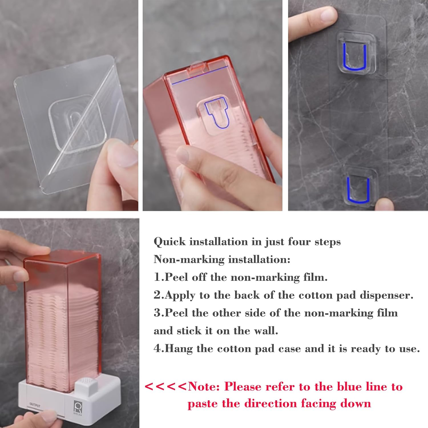 Cotton Pad Dispenser, Automatic Press Type Makeup Removal Cotton Holder, Optional Wall Hanging Use and Pick Up, Closed Design Dustproof Hygiene (Grey) image number 2