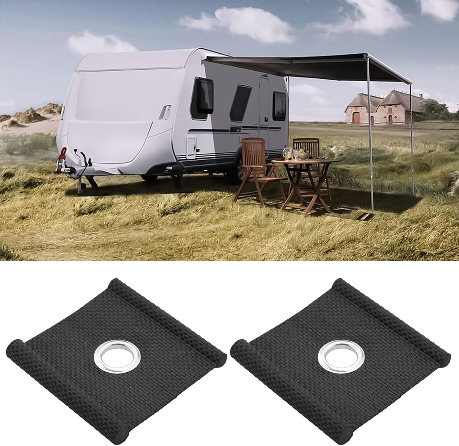 8Pcs Awning Rail Piping for 5-6 Mm and 7-8 Mm Piping Rails Awning Installation Tools Eyelets Awning Hooks for Tent Awning Campsite Caravan RV Black image number 6