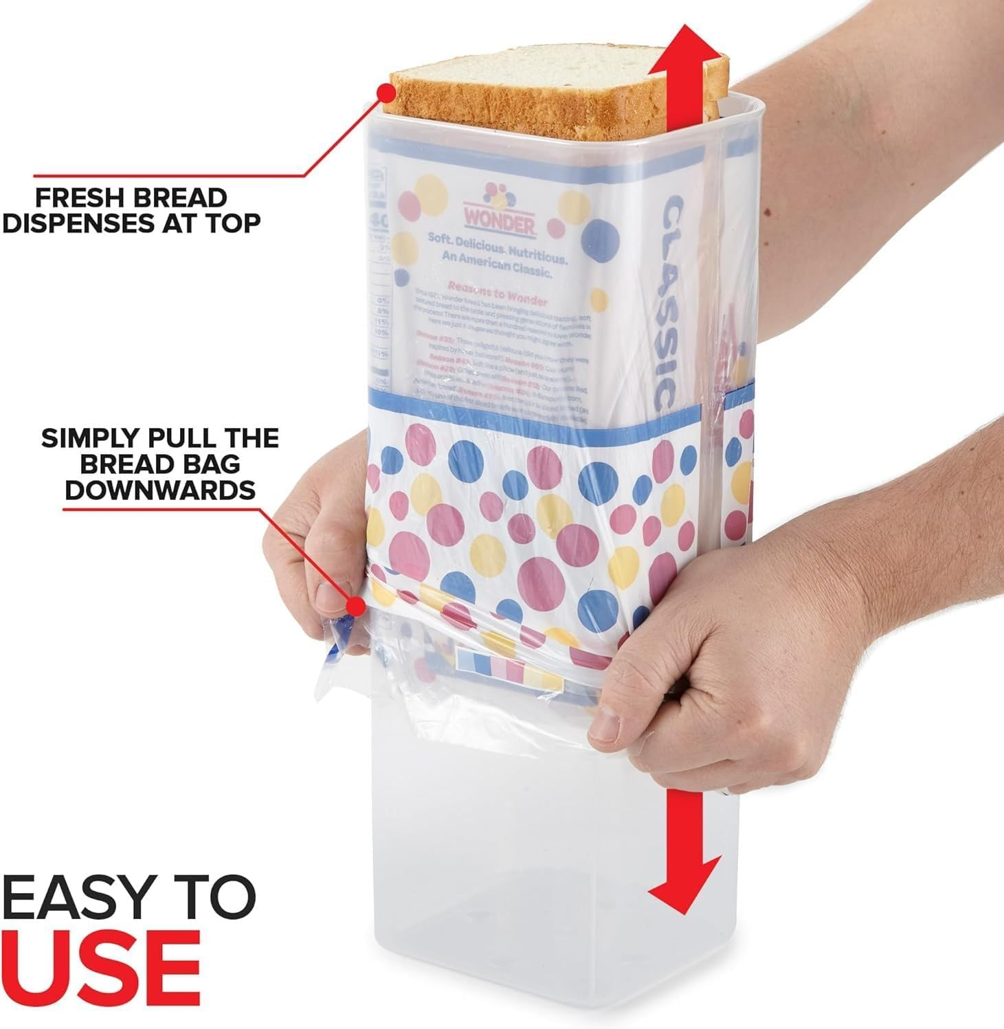 NDBOX Bread Container | Plastic Bread Box | Loaf Bread Storage | Sandwich Dispenser | Sliced Bread Saver Keeper (White Lid 2Pcs)