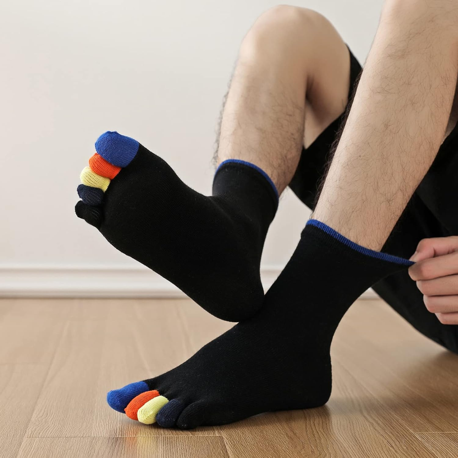 Mens Toe Socks Crew Running Five Finger Socks Cotton image number 4