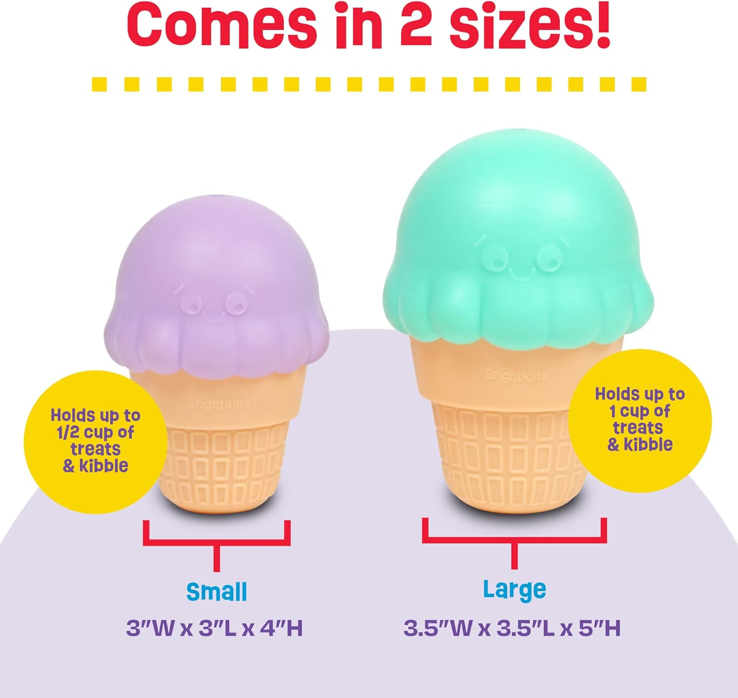 Brightkins Small Ice Cream Cone Treat Dispenser - Dog Toys, Treat Dispenser for Dogs image number 2